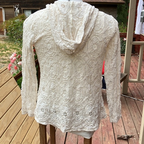 Belldini Cream Lace hooded open frond lightweight cardigan Small - Picture 7 of 11